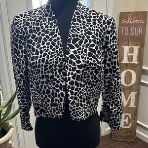 Kasper Black and White Patterned Blazer